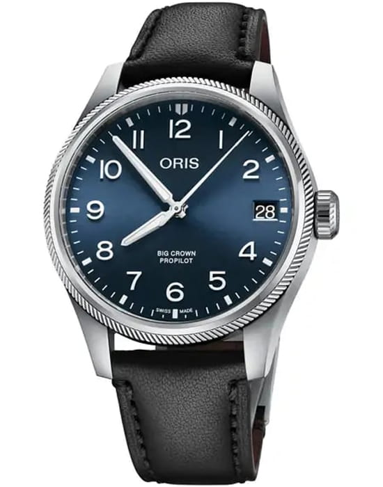 Oris Oris Propilot Big Crown Propilot Big Date 01 751 7761 4065-07 6 20 08LC  01 751 7761 4065-07 6 20 08LC механические мужские часы синий циферблат, браслет кожаный — вид спереди